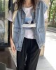 Simple Split-Joint Solid Color Denim Vest Outerwear